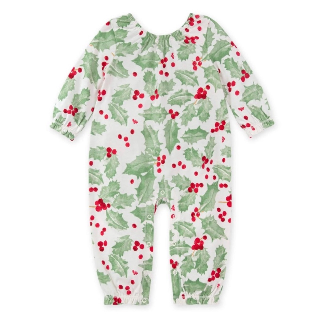 Festive Holly Jolly Burts Bee’s Baby Print Baby Romper